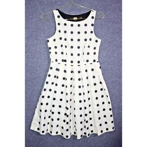 Eva Franco Dress Women 2 Beige Polka Dot Cream Mini Cotton Linen Blend Lined EUC